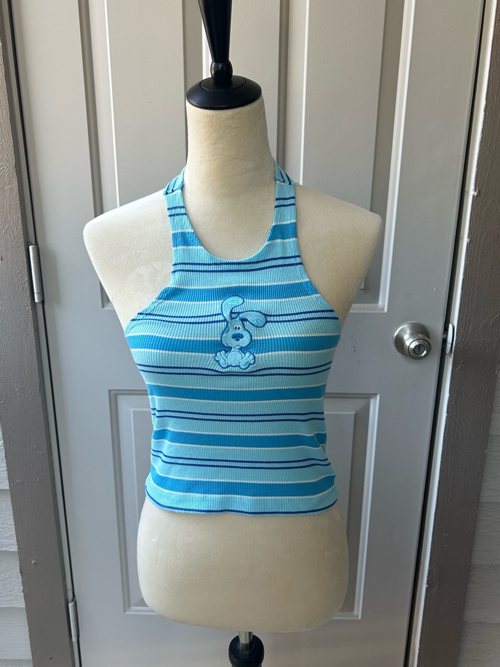 Blues Clues Embroidery Halter Crop Top